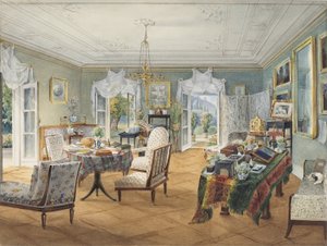Een zitkamer, misschien in een landhuis